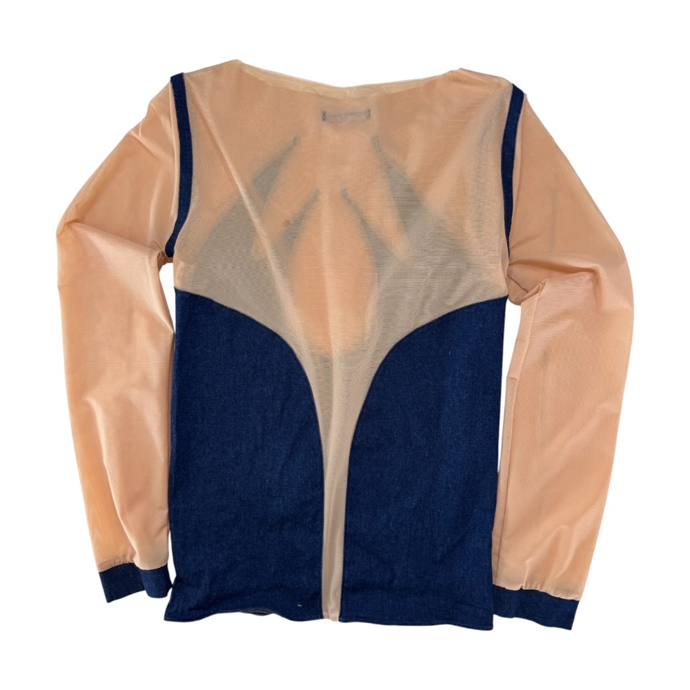 DELPHINE MURAT - VINTAGE FW 2008 - LONG SLEEVELESS -TOP DENIM /TULLE - NUDE/BLUE - Picture 3 of 4